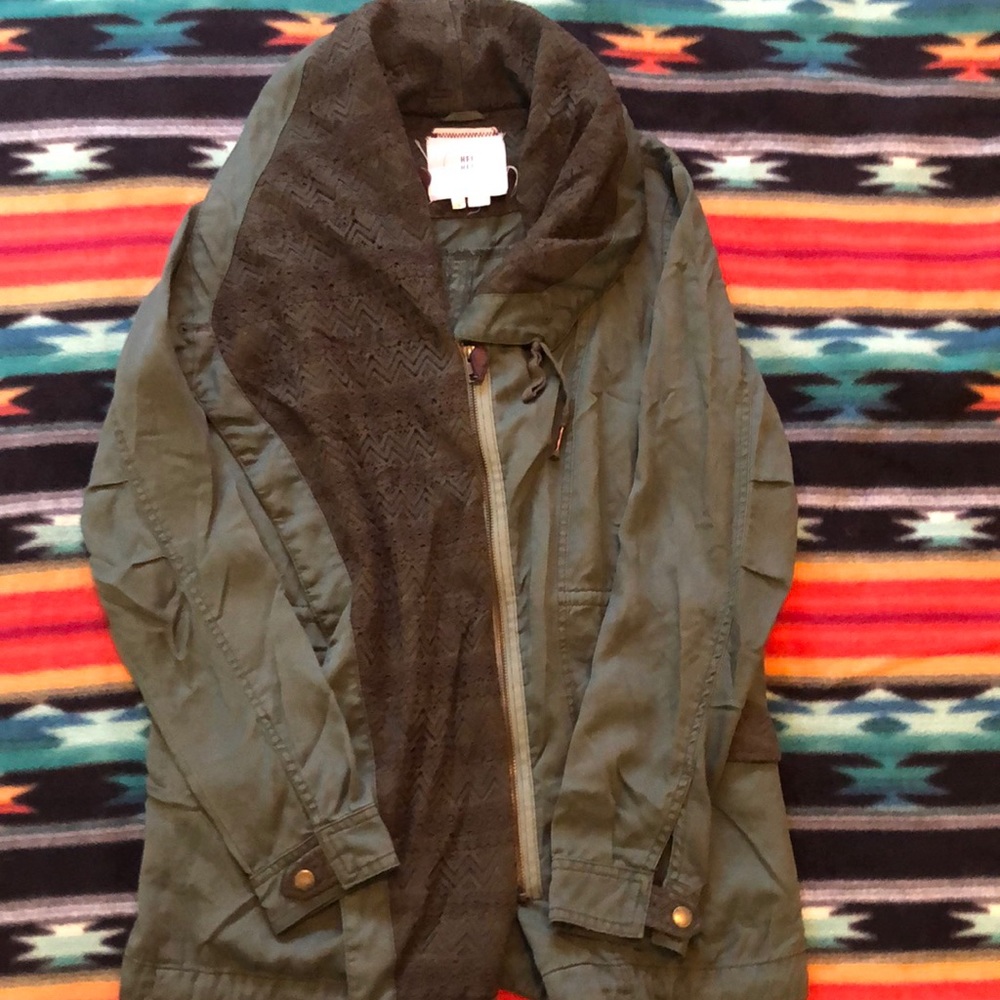 Anthropologie Hei Hei Olive medium green utility military jacket EUC